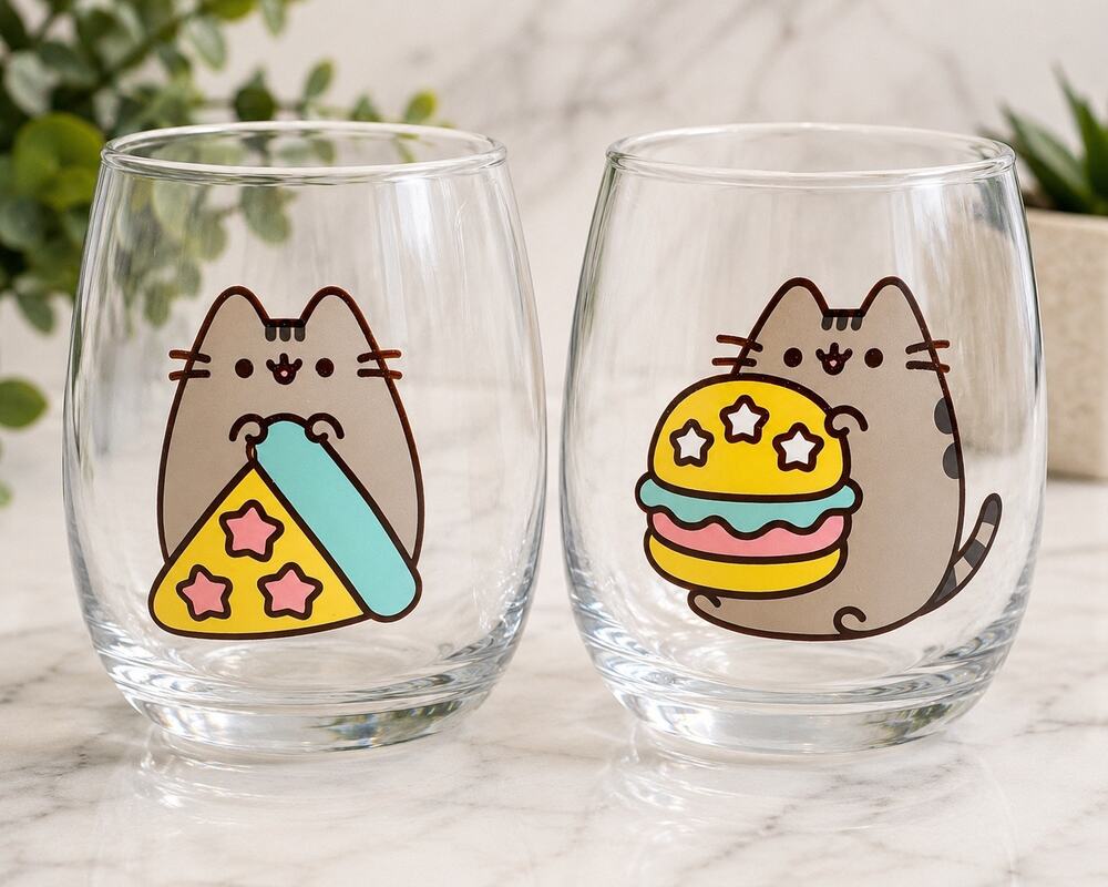 Pusheen Box Exclusive Winter 2020 Stemless Glasses Pizza Burger Snack Tumblers